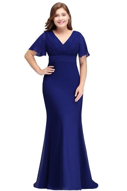 V Neck Short Sleeve Wedding Formal Party Dress - TeresaCollections
