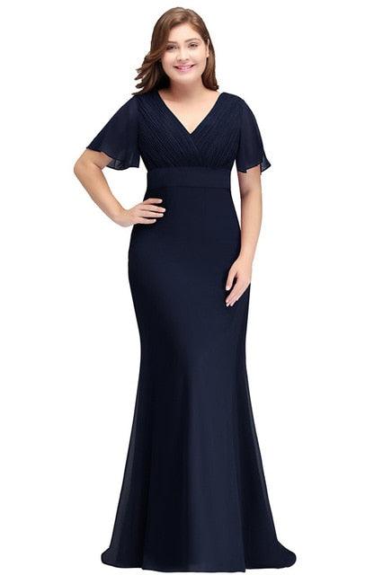 V Neck Short Sleeve Wedding Formal Party Dress - TeresaCollections