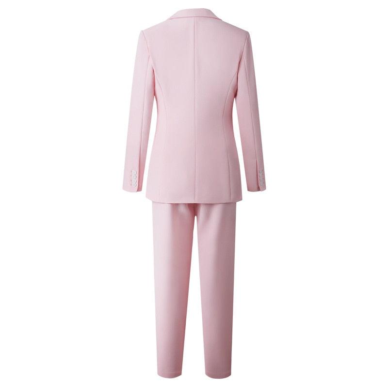 Pink Elegant Blazer+Vest+Pants Three Piece Set - TeresaCollections