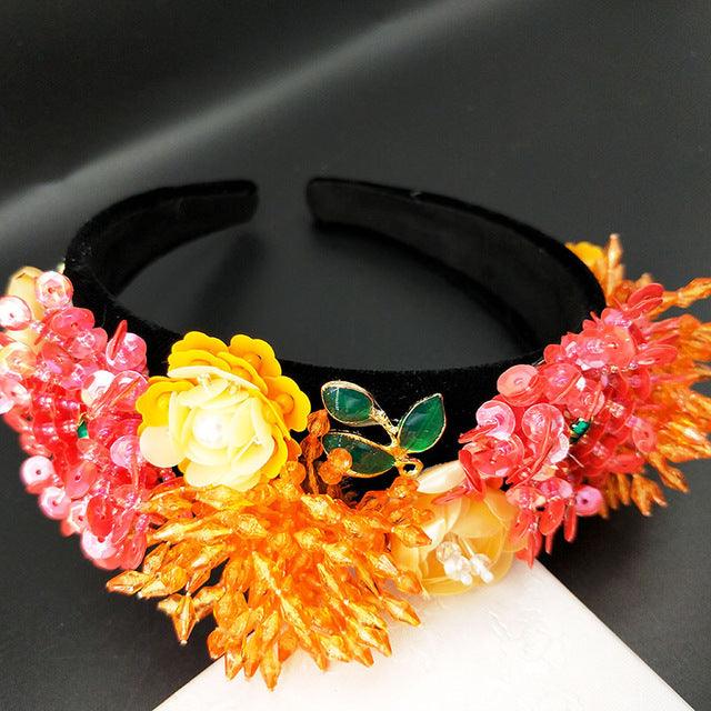 Flower Princess Crown Sequins Tiara - TeresaCollections