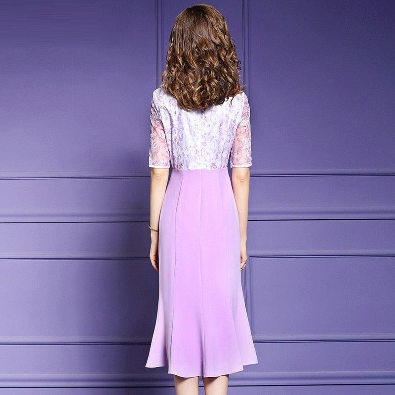 Spring Luxury V Neck Plus Size Ruffles Sleeve Mermaid Dress - TeresaCollections