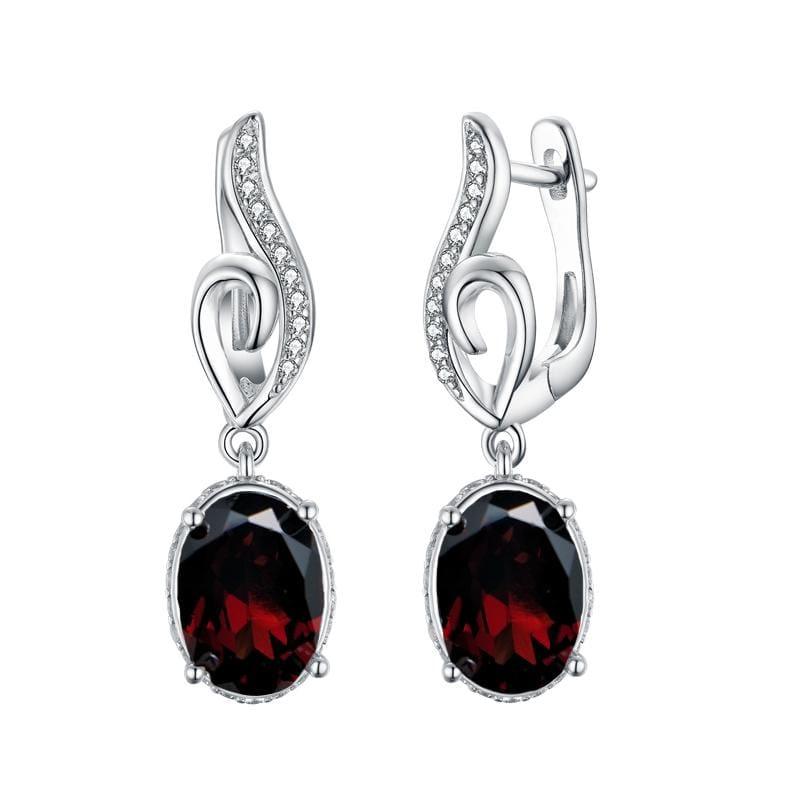 2019 New Style Garnet Gemstone 925 Sterling Silver Earrings - earrings