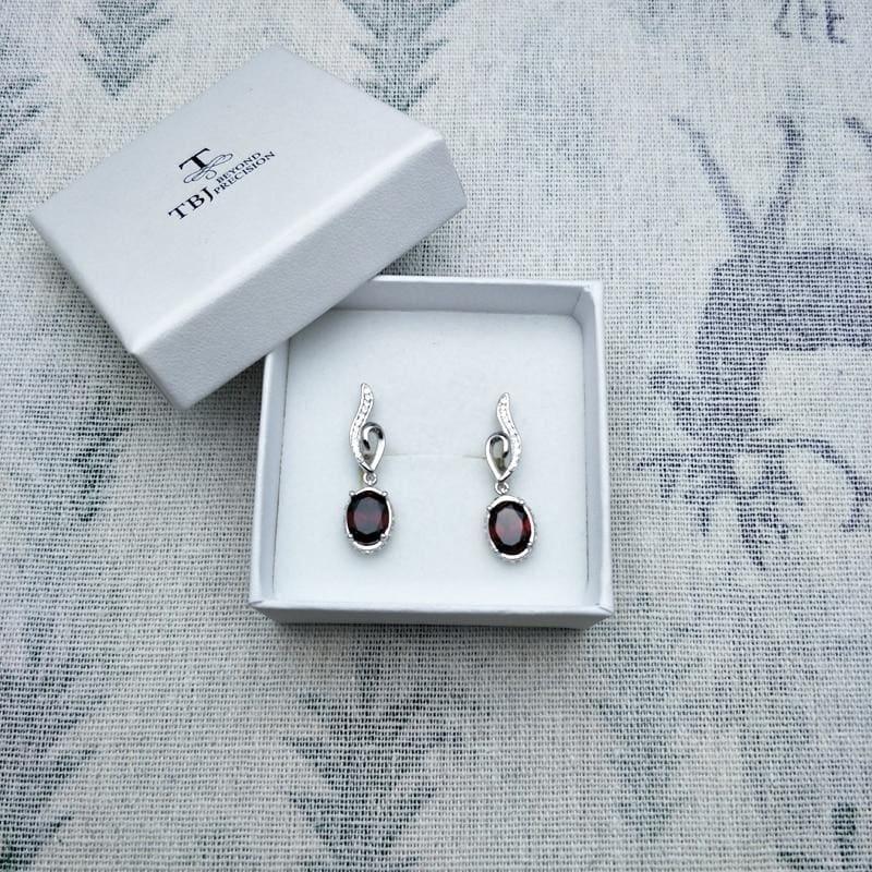 2019 New Style Garnet Gemstone 925 Sterling Silver Earrings - earrings