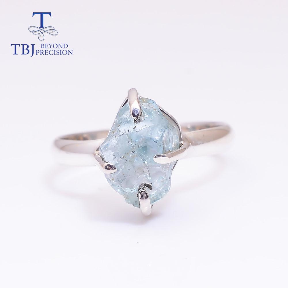 Handmade Aquamarine Rough Gemstone Ring - TeresaCollections