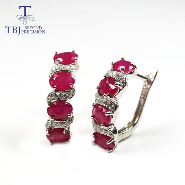 Natural Ruby  5ct Oval 4*6mm Gemstone Clasp Earring - TeresaCollections