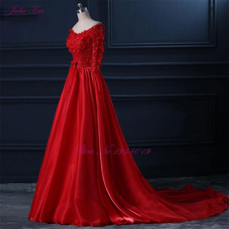 3D Flowers Floor Length Formal Dresses A Line Evening Formal Ball Gown Dress - Gown