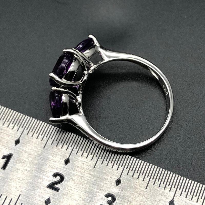 African Amethyst Natural Pear Gemstone Ring - TeresaCollections
