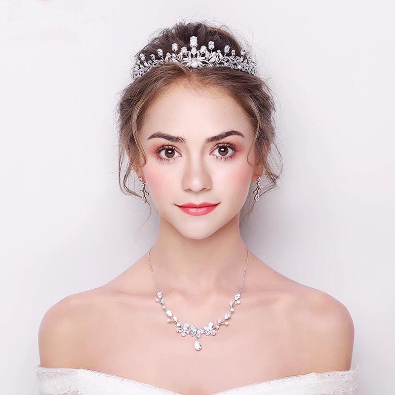 Clear Zircon Crystal Hairbands Wedding Tiara - TeresaCollections