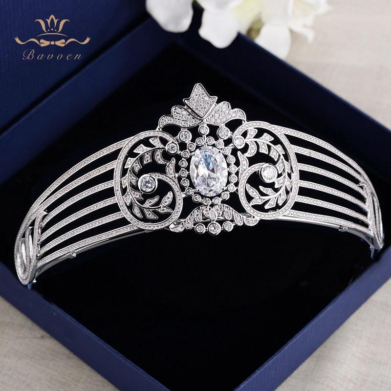 European Royal  Sparkling Zircon Bridal Wedding Tiara - TeresaCollections