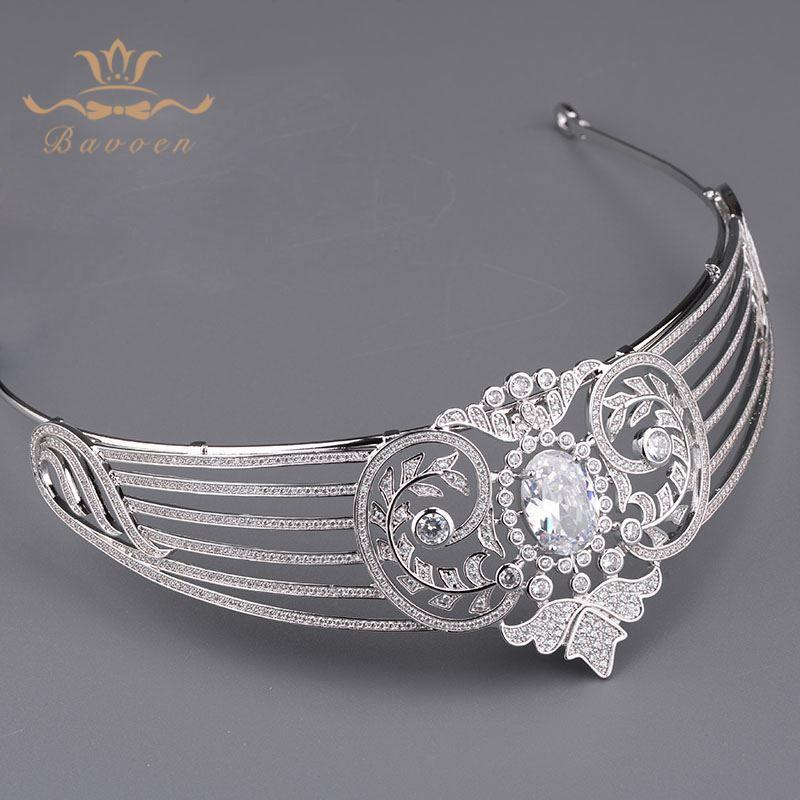 European Royal  Sparkling Zircon Bridal Wedding Tiara - TeresaCollections