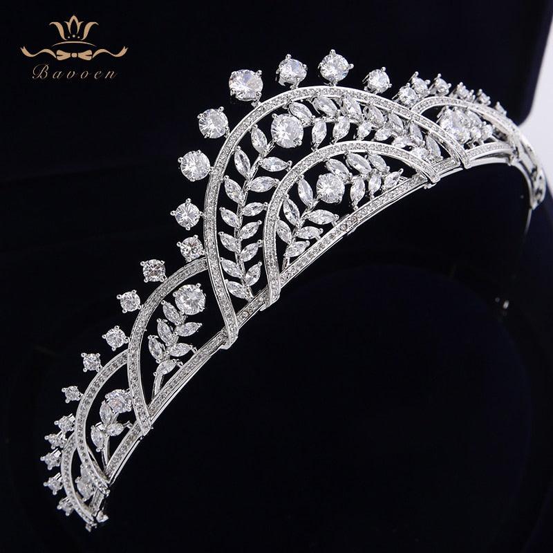 Plated Crystal Crowns  Zircon Brides Tiara - TeresaCollections