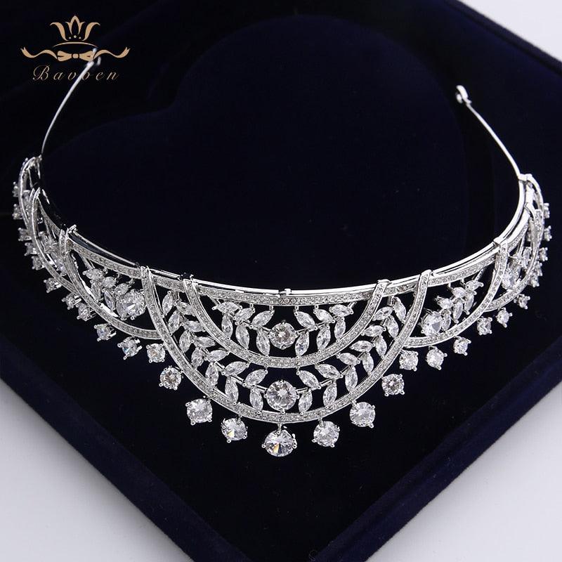 Plated Crystal Crowns  Zircon Brides Tiara - TeresaCollections