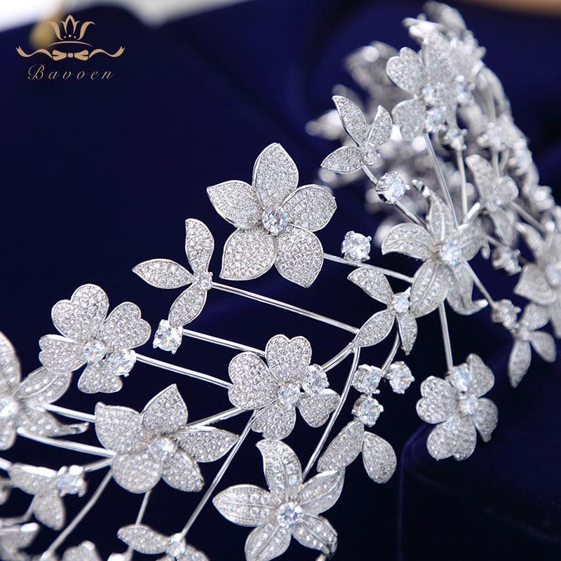 Flower Full Cubic Zircon Tiara - TeresaCollections