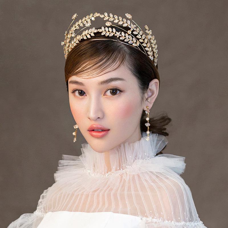 Princess Gold Plated Bridal Clear Crystal Wedding Tiara - TeresaCollections