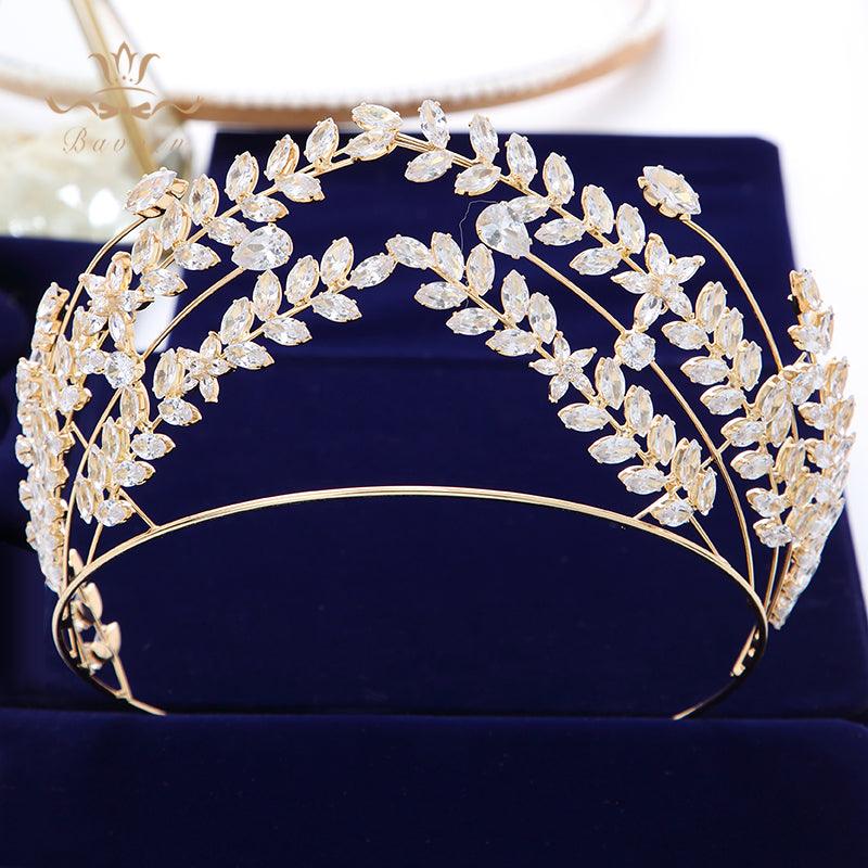 Princess Gold Plated Bridal Clear Crystal Wedding Tiara - TeresaCollections