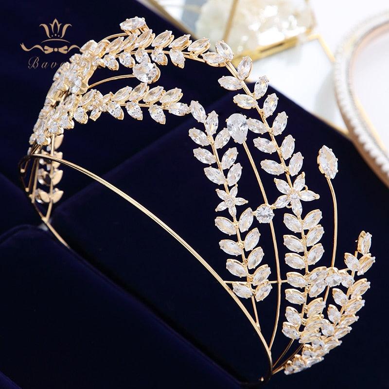 Princess Gold Plated Bridal Clear Crystal Wedding Tiara - TeresaCollections