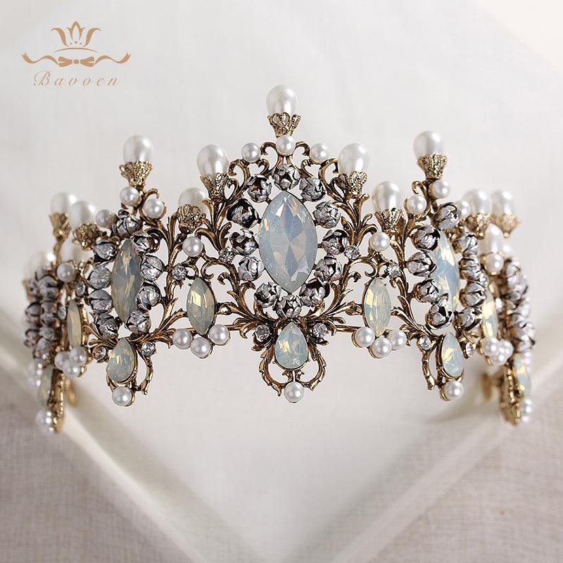 Elegant Retro Baroque Nature Pearls Tiara - TeresaCollections