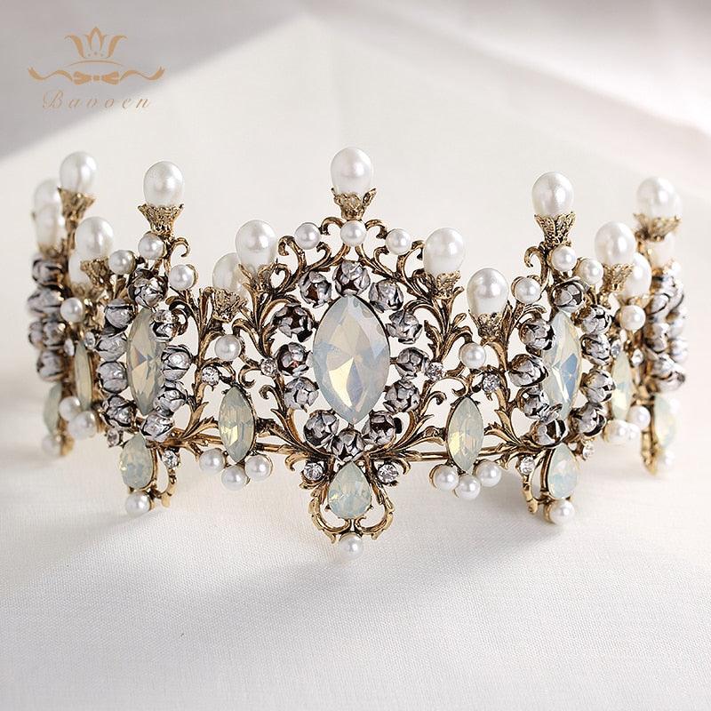 Elegant Retro Baroque Nature Pearls Tiara - TeresaCollections