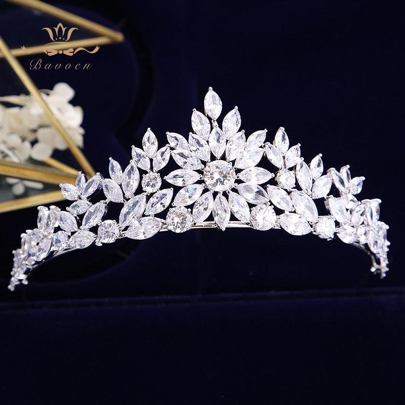 Zircon Crystal Wedding Tiara - TeresaCollections