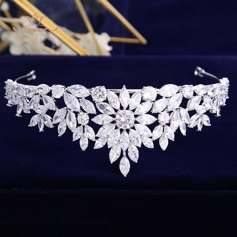 Zircon Crystal Wedding Tiara - TeresaCollections