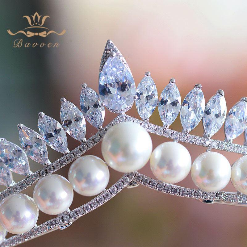 Zircon  Evening European Pearl  Tiara - TeresaCollections