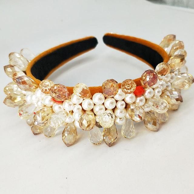 Beaded Luxury Rhinestone Headband - TeresaCollections