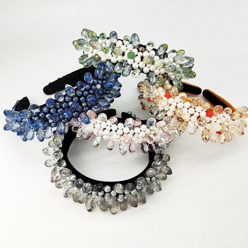 Beaded Luxury Rhinestone Headband - TeresaCollections