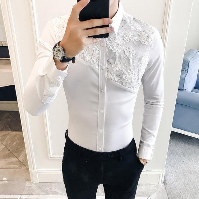 British Style Long Sleeve Shirt Lace Shirt - TeresaCollections