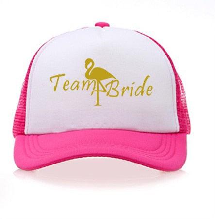 Flamingo Trucker Hat Gold Vinyl wedding party Bachelorette Baseball  team bride hats - TeresaCollections