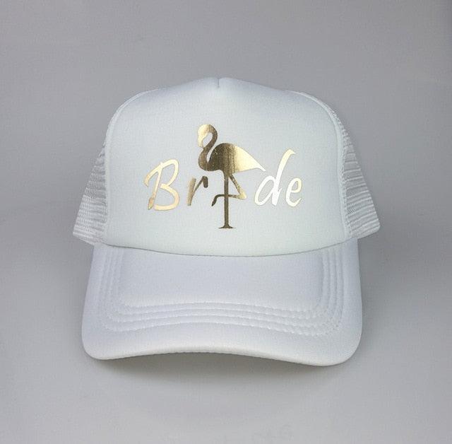 Flamingo Trucker Hat Gold Vinyl wedding party Bachelorette Baseball  team bride hats - TeresaCollections