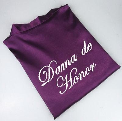 Bride kimono Satin Robe Bridal Bachelorette  Party - TeresaCollections