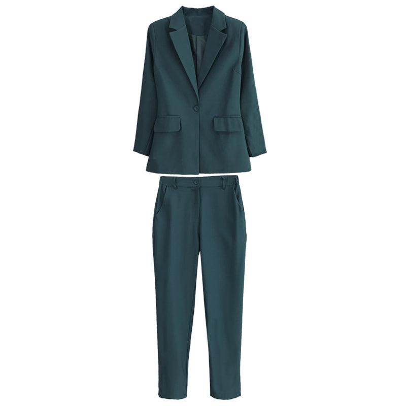 Solid Two-piece Set Professional Suit - TeresaCollections