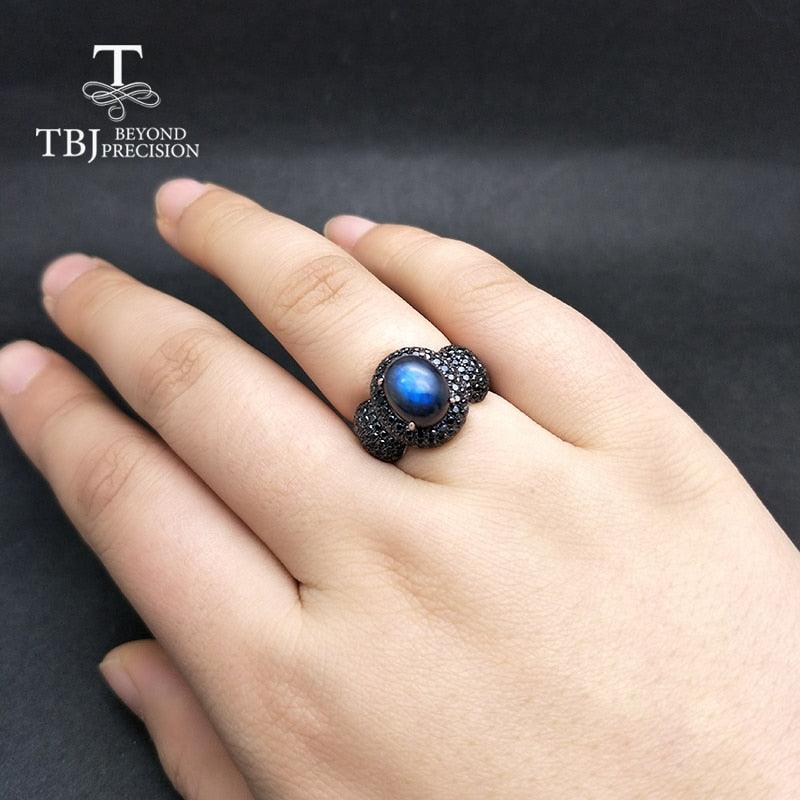 Blue Labradorite Moonstone Gemstone Ring - TeresaCollections
