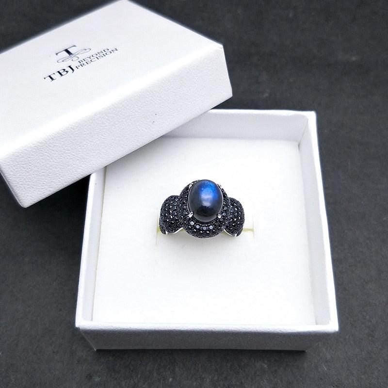 Blue Labradorite Moonstone Gemstone Ring - TeresaCollections