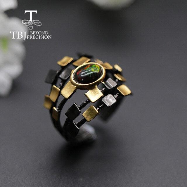 Designer Natural Black Opal Rings - TeresaCollections