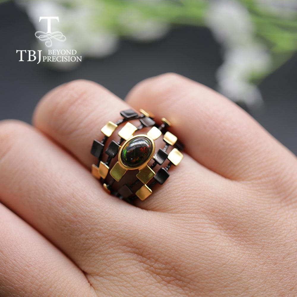 Designer Natural Black Opal Rings - TeresaCollections