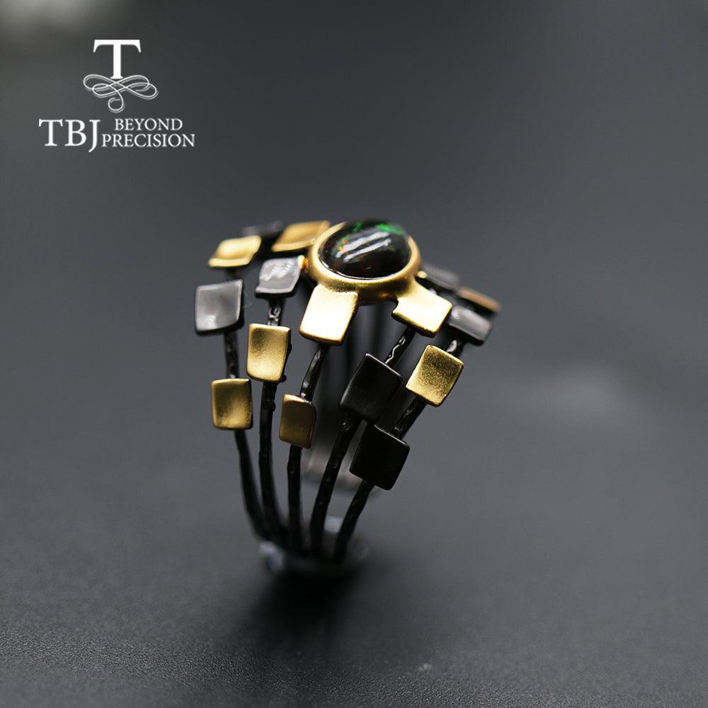 Designer Natural Black Opal Rings - TeresaCollections