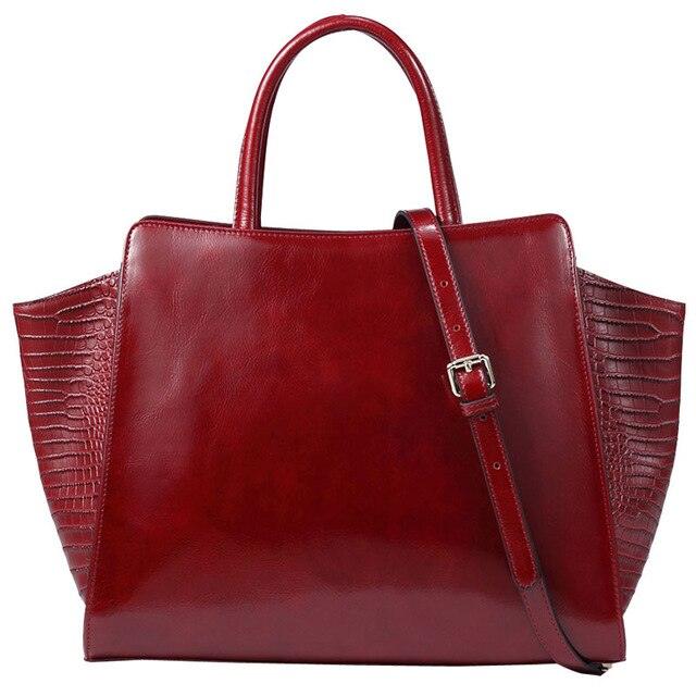 Burgundy Real Leather Handbag - TeresaCollections