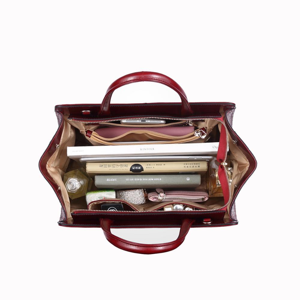 Burgundy Real Leather Handbag - TeresaCollections