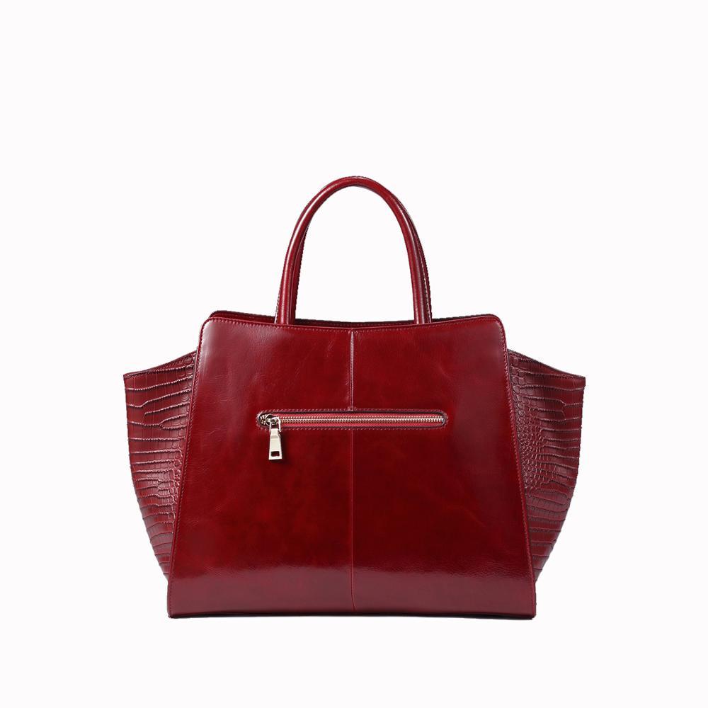 Burgundy Real Leather Handbag - TeresaCollections