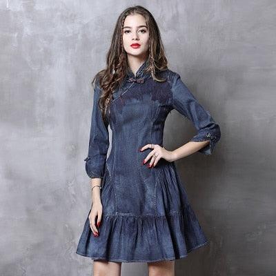 Autumn Denim Women Dress - TeresaCollections