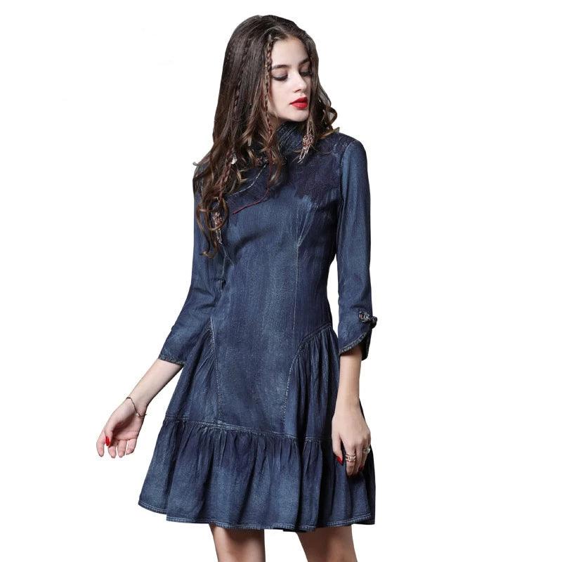 Autumn Denim Women Dress - TeresaCollections