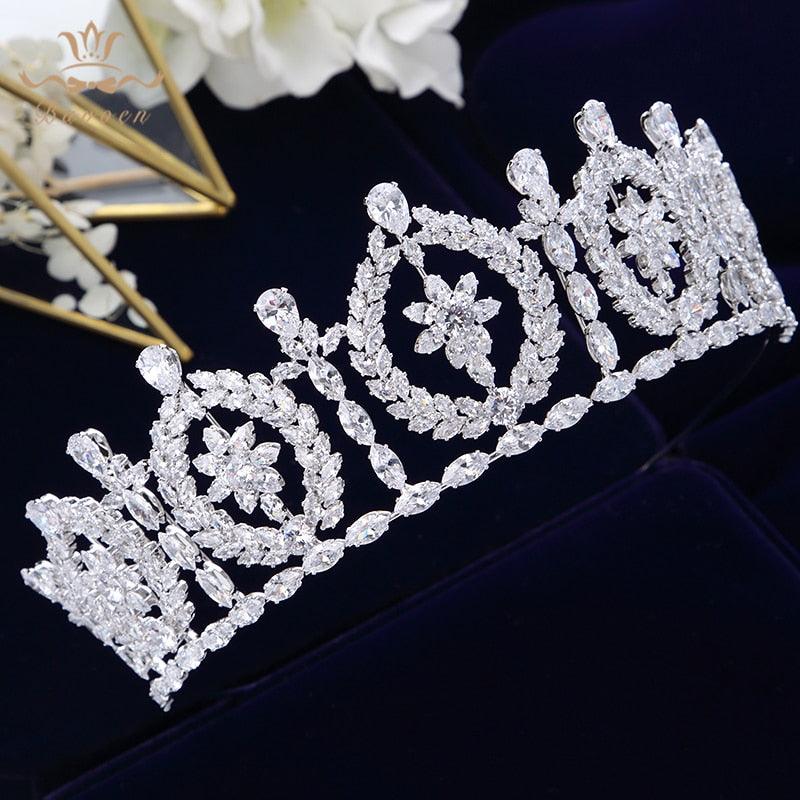 Elegant Royal Cubic Zircon Wedding Tiaras - TeresaCollections