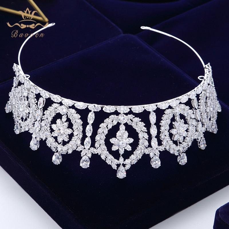 Elegant Royal Cubic Zircon Wedding Tiaras - TeresaCollections