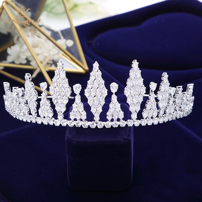 Elegant Simple Full Cubic Zircon Wedding Tiaras - TeresaCollections