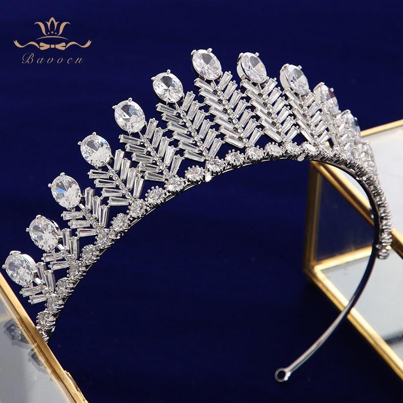 Elegant Zircon Plated Crystal Wedding Tiaras - TeresaCollections