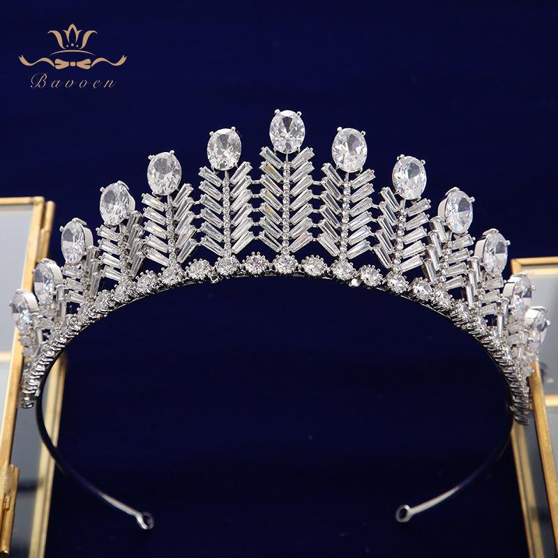 Elegant Zircon Plated Crystal Wedding Tiaras - TeresaCollections
