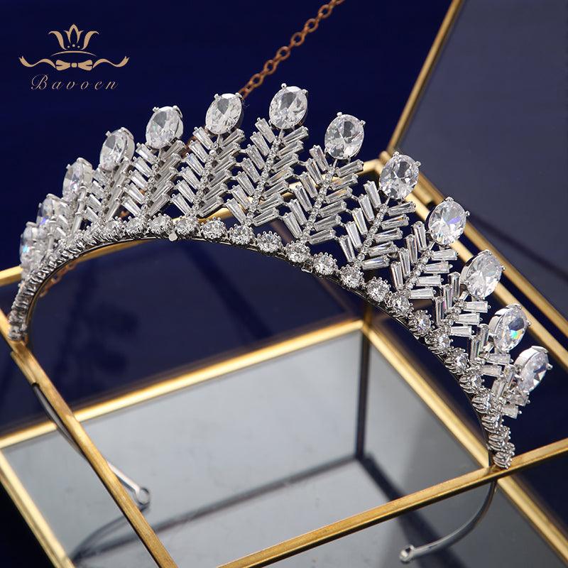 Elegant Zircon Plated Crystal Wedding Tiaras - TeresaCollections