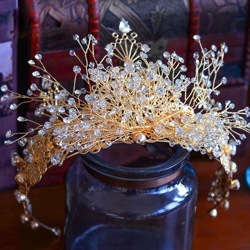 European Gold Handmade Oversize Brides Headpiece - TeresaCollections
