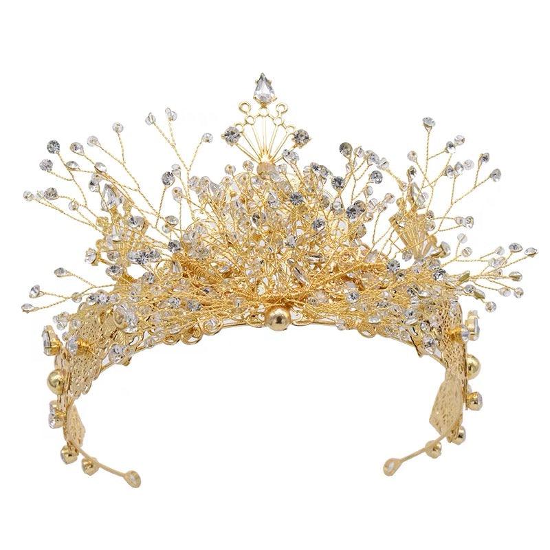 European Gold Handmade Oversize Brides Headpiece - TeresaCollections